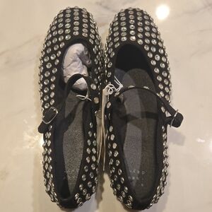 a new day Black Crystal-Studded Mary Jane Flats